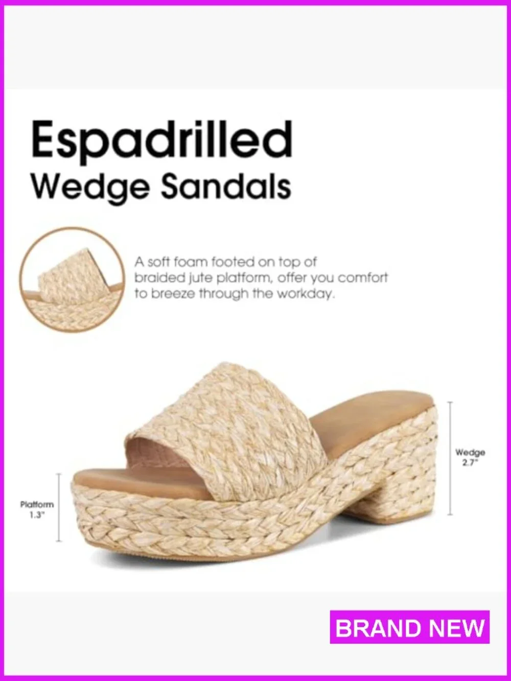 Wedge Espadrilles Platform Sandals Non-Slip Comfortable Summer Beach Vacation